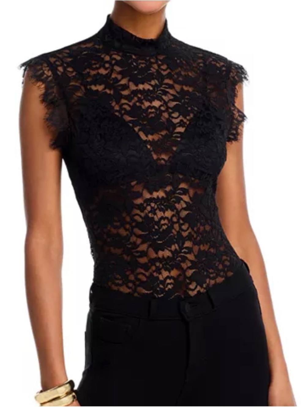 Aqua- Lace Mock Neck tankTop